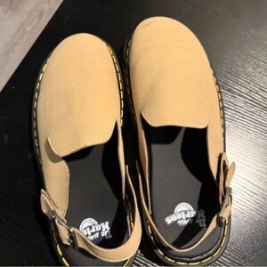 Dr. Martens Tan Slip-On Clog with Yellow Stitching